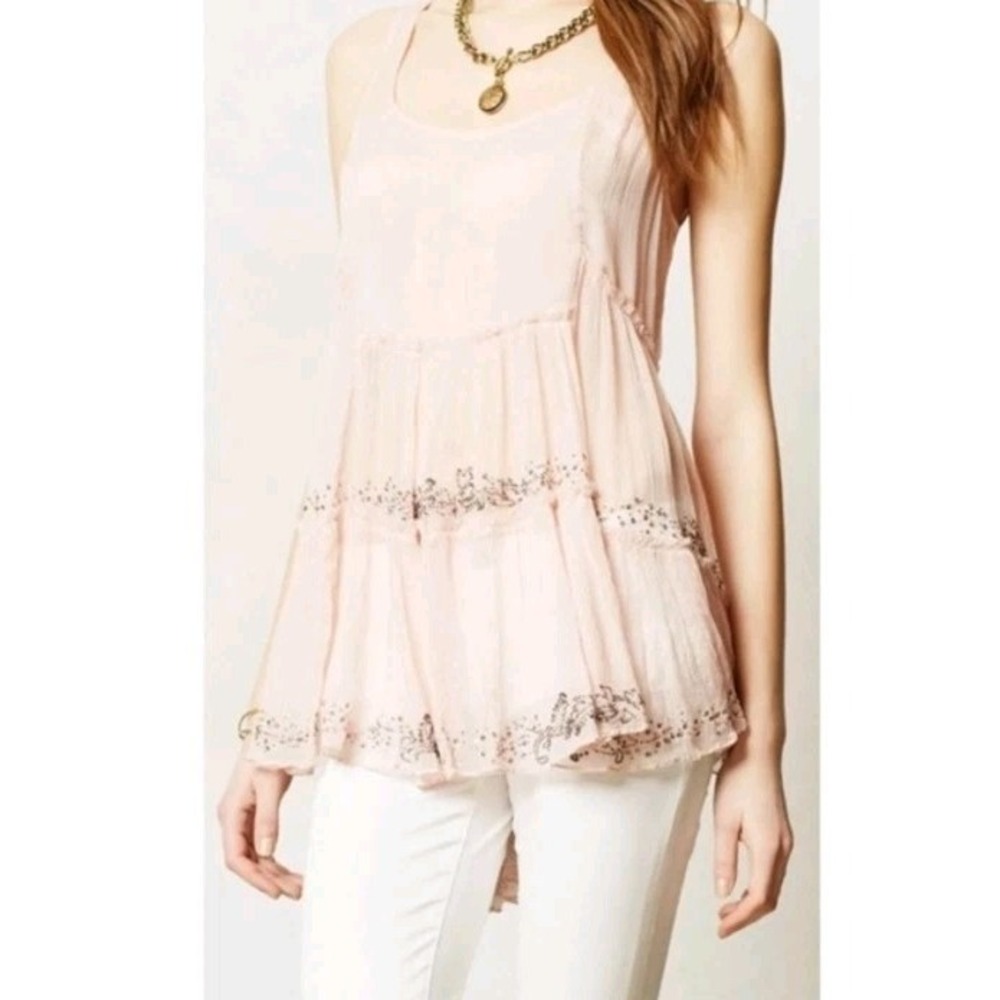 Anthropologie Vanessa Virginia Embroidered Beaded Sleeveless Top 12 Festival